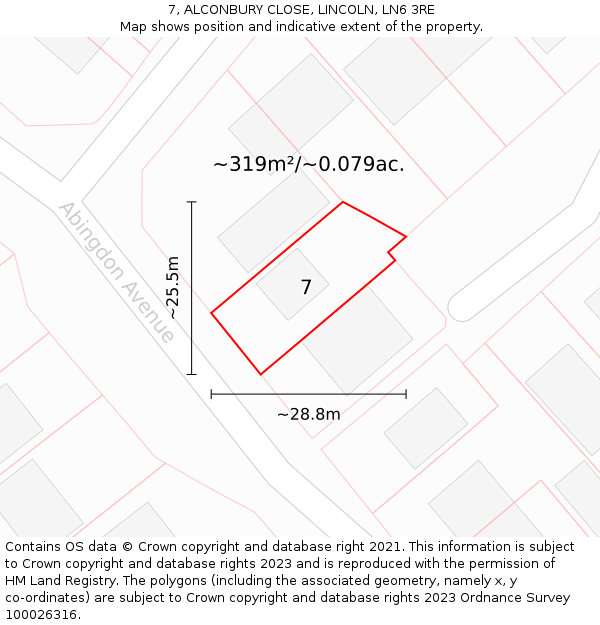 7, ALCONBURY CLOSE, LINCOLN, LN6 3RE: Plot and title map
