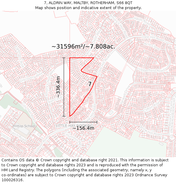 7, ALDRIN WAY, MALTBY, ROTHERHAM, S66 8QT: Plot and title map