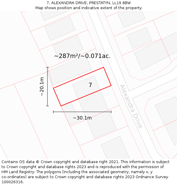 7, ALEXANDRA DRIVE, PRESTATYN, LL19 8BW: Plot and title map