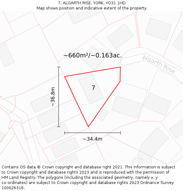 7, ALGARTH RISE, YORK, YO31 1HD: Plot and title map