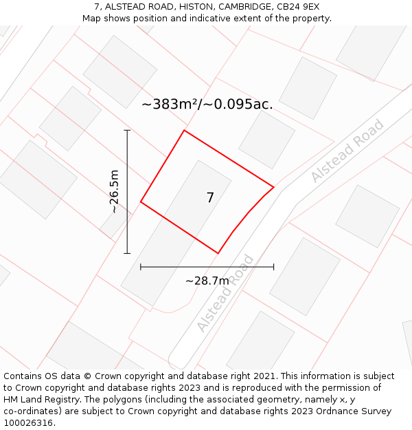 7, ALSTEAD ROAD, HISTON, CAMBRIDGE, CB24 9EX: Plot and title map