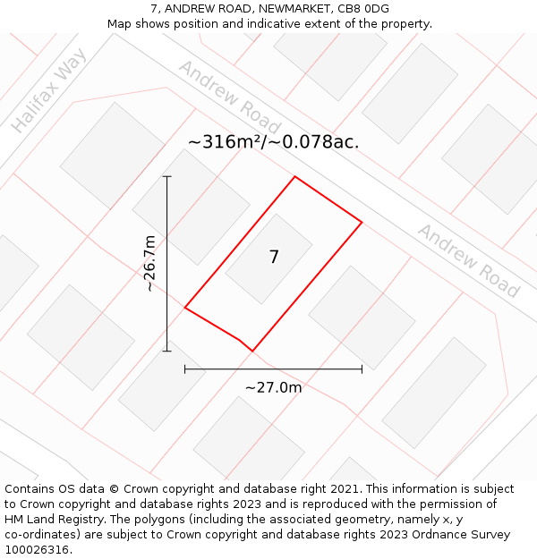 7, ANDREW ROAD, NEWMARKET, CB8 0DG: Plot and title map