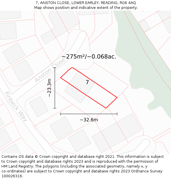 7, ANSTON CLOSE, LOWER EARLEY, READING, RG6 4AQ: Plot and title map