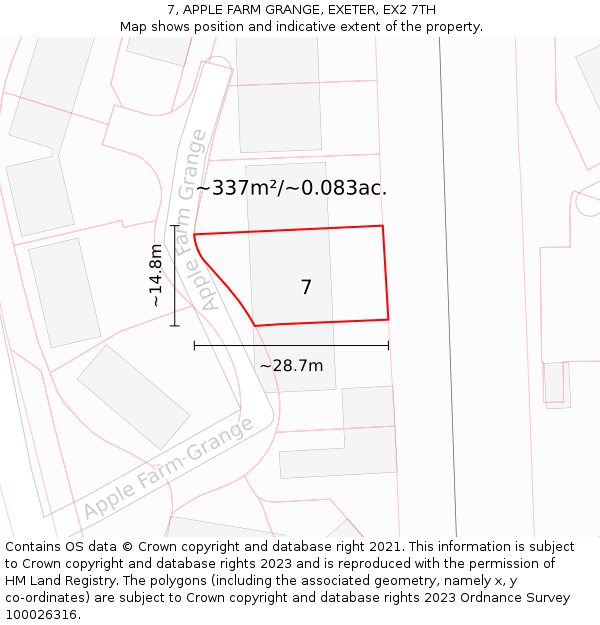 7, APPLE FARM GRANGE, EXETER, EX2 7TH: Plot and title map