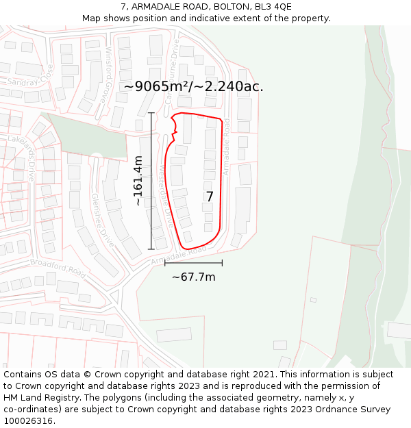 7, ARMADALE ROAD, BOLTON, BL3 4QE: Plot and title map