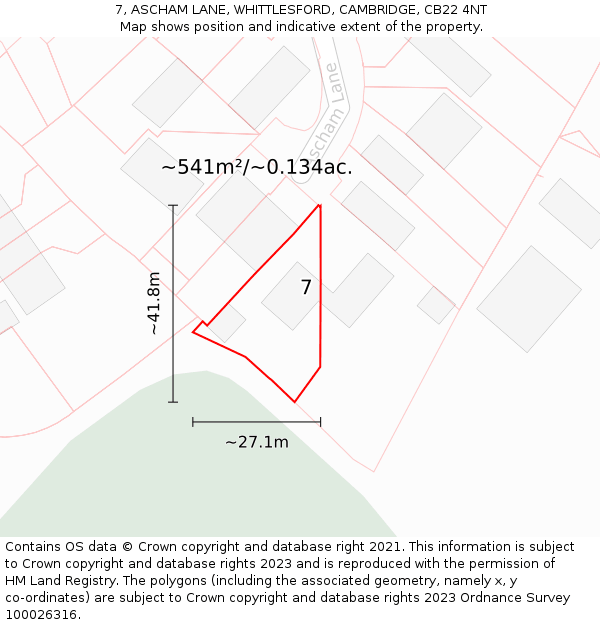 7, ASCHAM LANE, WHITTLESFORD, CAMBRIDGE, CB22 4NT: Plot and title map