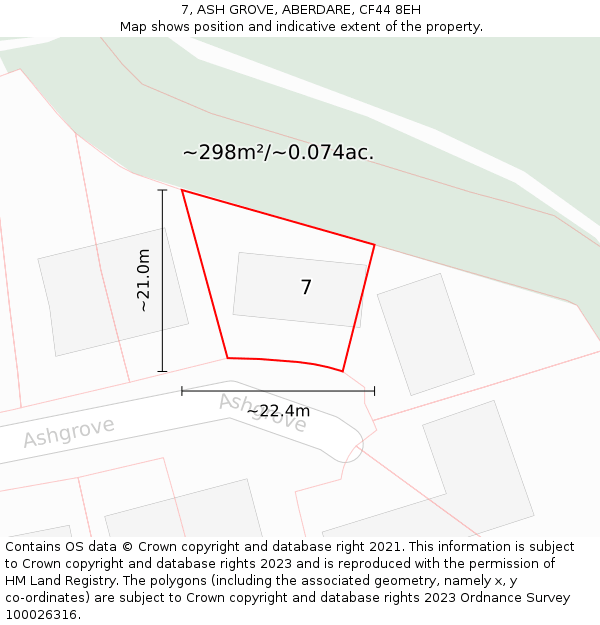 7, ASH GROVE, ABERDARE, CF44 8EH: Plot and title map