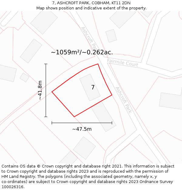 7, ASHCROFT PARK, COBHAM, KT11 2DN: Plot and title map