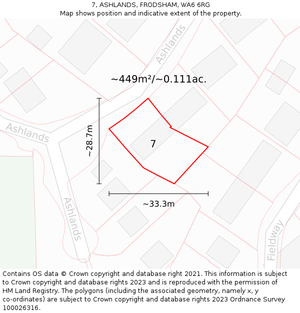 7, ASHLANDS, FRODSHAM, WA6 6RG: Plot and title map