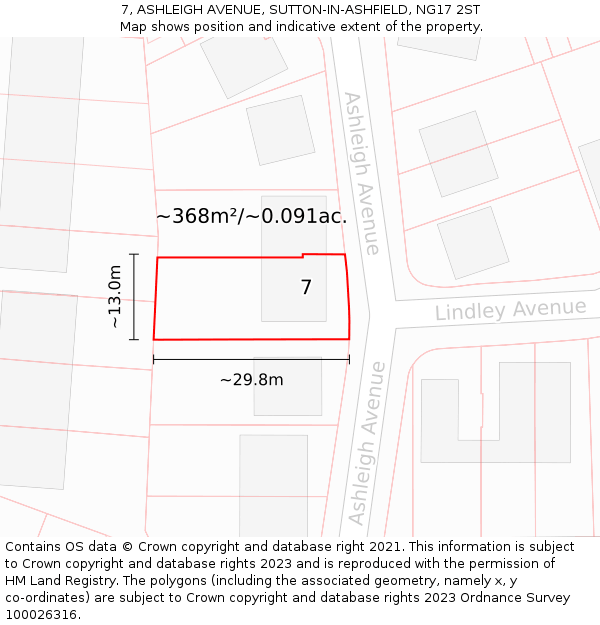 7, ASHLEIGH AVENUE, SUTTON-IN-ASHFIELD, NG17 2ST: Plot and title map