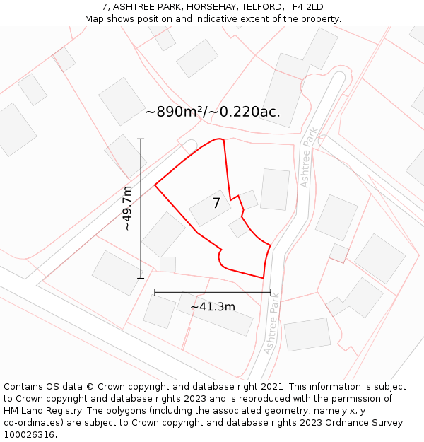 7, ASHTREE PARK, HORSEHAY, TELFORD, TF4 2LD: Plot and title map