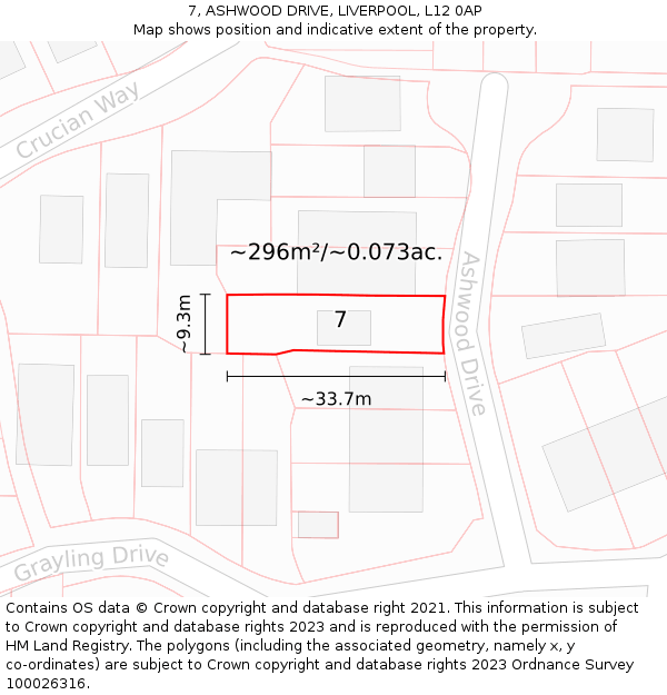 7, ASHWOOD DRIVE, LIVERPOOL, L12 0AP: Plot and title map