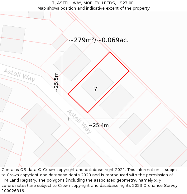 7, ASTELL WAY, MORLEY, LEEDS, LS27 0FL: Plot and title map