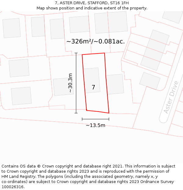 7, ASTER DRIVE, STAFFORD, ST16 1FH: Plot and title map