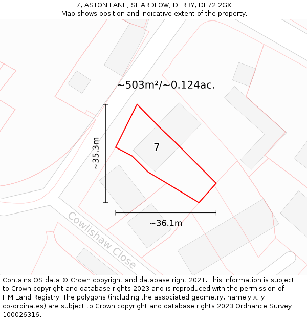 7, ASTON LANE, SHARDLOW, DERBY, DE72 2GX: Plot and title map