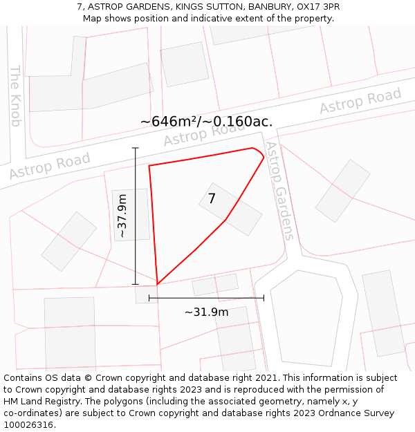 7, ASTROP GARDENS, KINGS SUTTON, BANBURY, OX17 3PR: Plot and title map