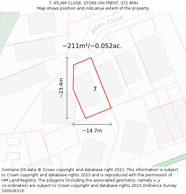 7, ATLAM CLOSE, STOKE-ON-TRENT, ST2 8NN: Plot and title map