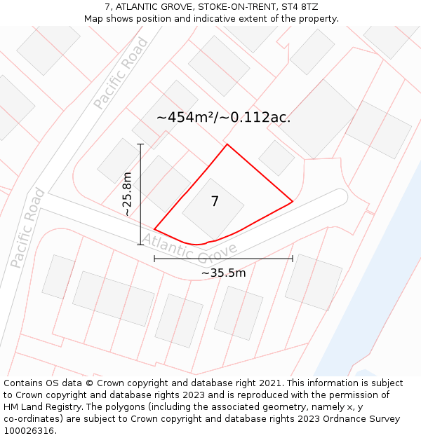 7, ATLANTIC GROVE, STOKE-ON-TRENT, ST4 8TZ: Plot and title map