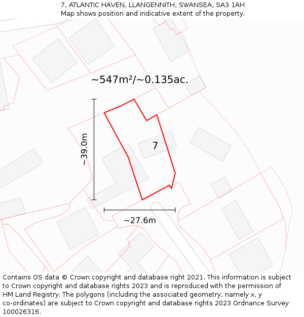 7, ATLANTIC HAVEN, LLANGENNITH, SWANSEA, SA3 1AH: Plot and title map