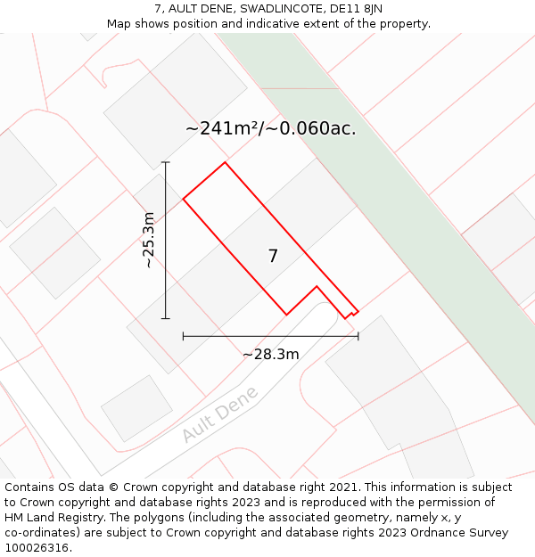 7, AULT DENE, SWADLINCOTE, DE11 8JN: Plot and title map