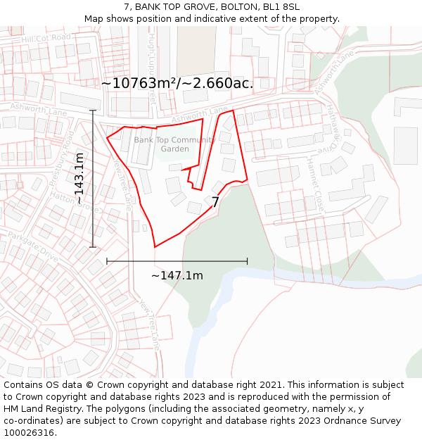 7, BANK TOP GROVE, BOLTON, BL1 8SL: Plot and title map