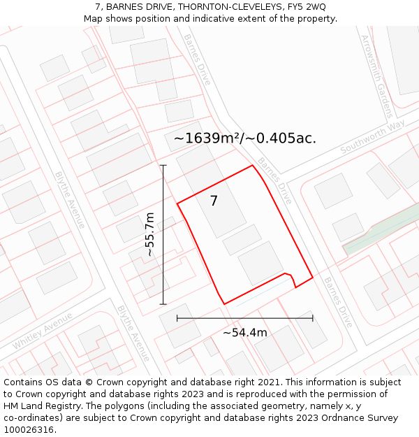 7, BARNES DRIVE, THORNTON-CLEVELEYS, FY5 2WQ: Plot and title map