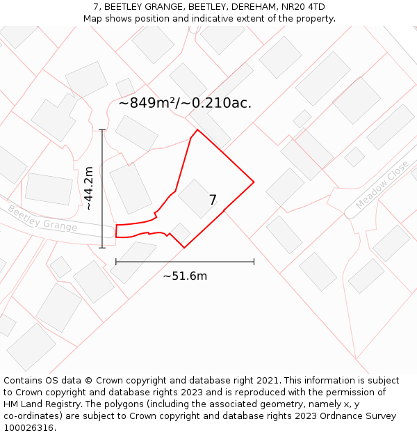 7, BEETLEY GRANGE, BEETLEY, DEREHAM, NR20 4TD: Plot and title map