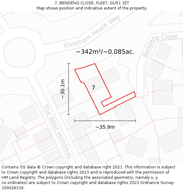 7, BENDENG CLOSE, FLEET, GU51 1ET: Plot and title map