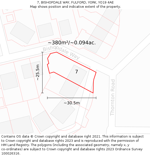 7, BISHOPDALE WAY, FULFORD, YORK, YO19 4AE: Plot and title map