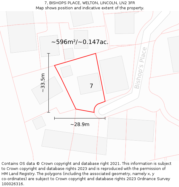 7, BISHOPS PLACE, WELTON, LINCOLN, LN2 3FR: Plot and title map