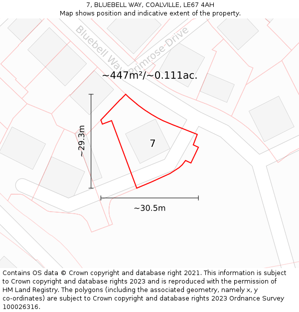 7, BLUEBELL WAY, COALVILLE, LE67 4AH: Plot and title map