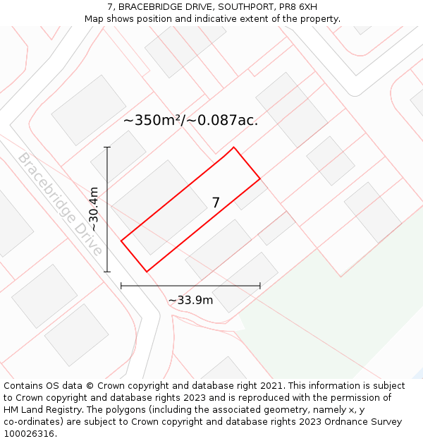 7, BRACEBRIDGE DRIVE, SOUTHPORT, PR8 6XH: Plot and title map