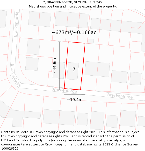 7, BRACKENFORDE, SLOUGH, SL3 7AX: Plot and title map