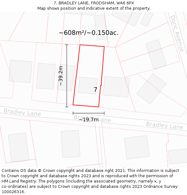 7, BRADLEY LANE, FRODSHAM, WA6 6PX: Plot and title map