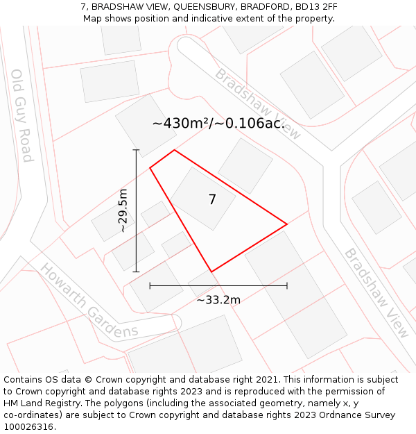 7, BRADSHAW VIEW, QUEENSBURY, BRADFORD, BD13 2FF: Plot and title map