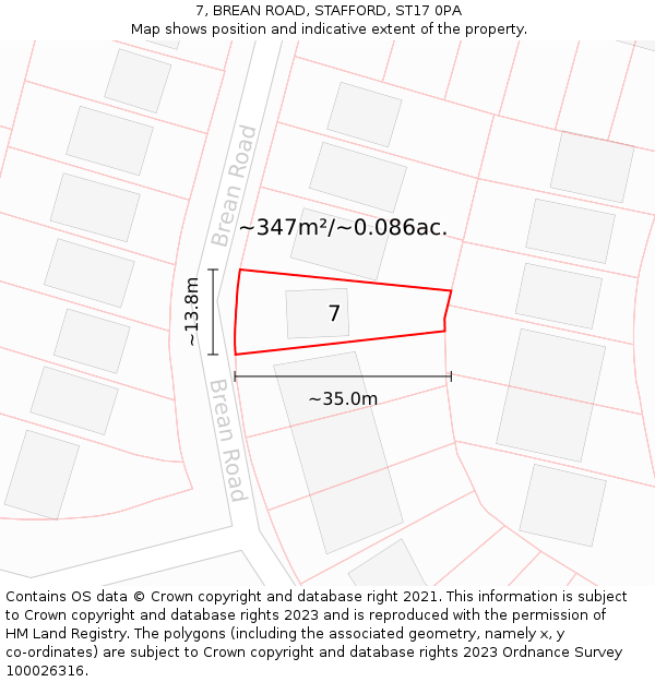 7, BREAN ROAD, STAFFORD, ST17 0PA: Plot and title map