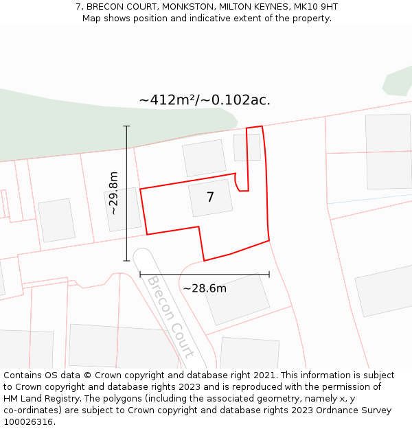 7, BRECON COURT, MONKSTON, MILTON KEYNES, MK10 9HT: Plot and title map