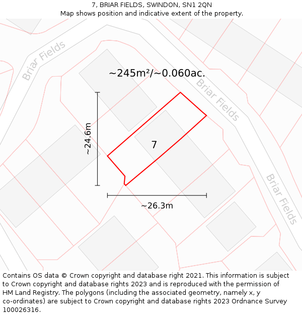 7, BRIAR FIELDS, SWINDON, SN1 2QN: Plot and title map