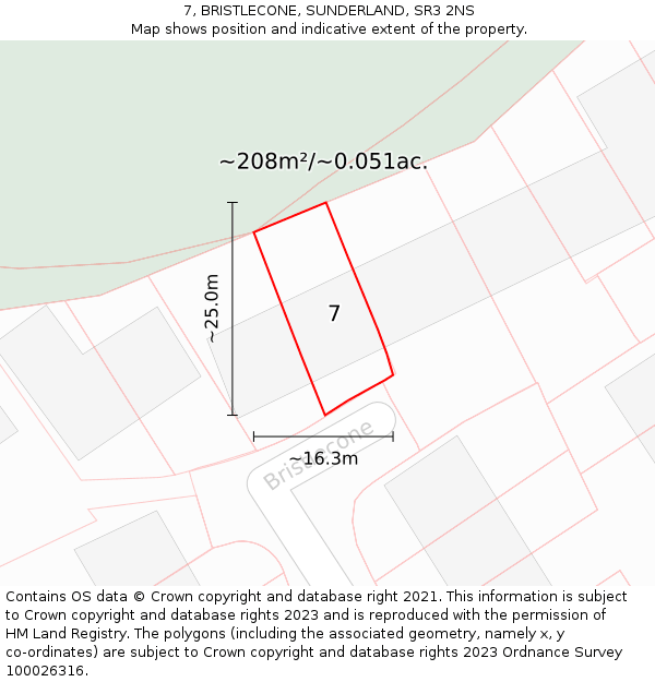 7, BRISTLECONE, SUNDERLAND, SR3 2NS: Plot and title map