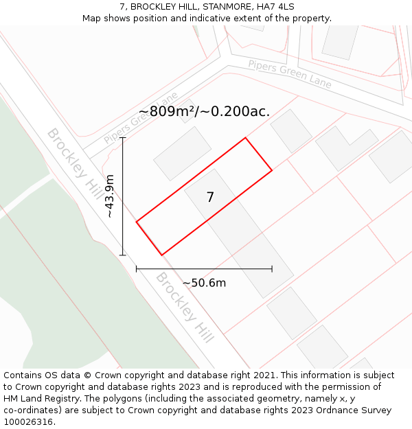 7, BROCKLEY HILL, STANMORE, HA7 4LS: Plot and title map