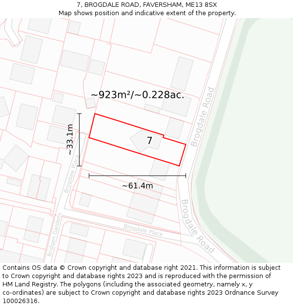 7, BROGDALE ROAD, FAVERSHAM, ME13 8SX: Plot and title map