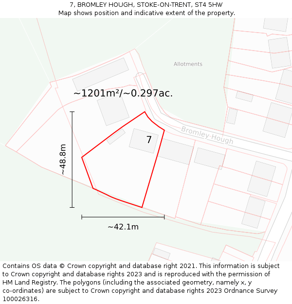 7, BROMLEY HOUGH, STOKE-ON-TRENT, ST4 5HW: Plot and title map