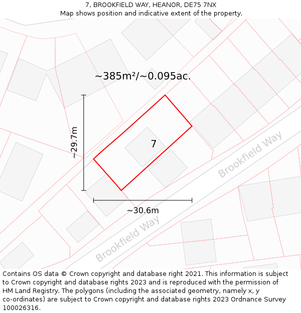 7, BROOKFIELD WAY, HEANOR, DE75 7NX: Plot and title map