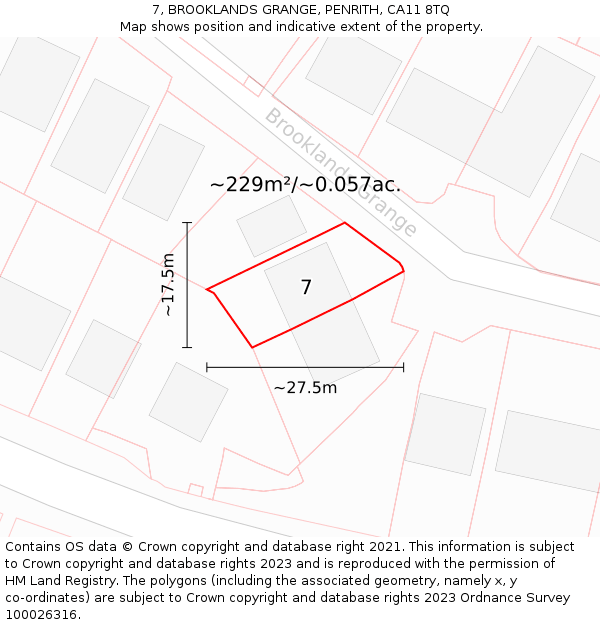 7, BROOKLANDS GRANGE, PENRITH, CA11 8TQ: Plot and title map