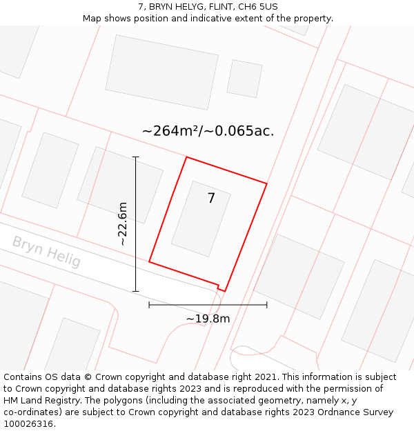 7, BRYN HELYG, FLINT, CH6 5US: Plot and title map