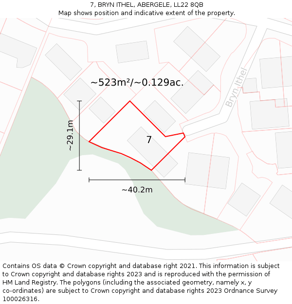 7, BRYN ITHEL, ABERGELE, LL22 8QB: Plot and title map