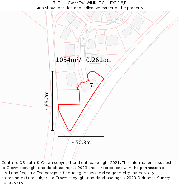 7, BULLOW VIEW, WINKLEIGH, EX19 8JR: Plot and title map