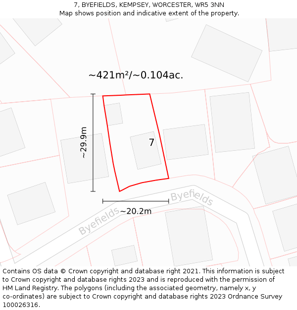 7, BYEFIELDS, KEMPSEY, WORCESTER, WR5 3NN: Plot and title map