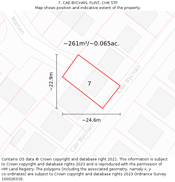 7, CAE BYCHAN, FLINT, CH6 5TP: Plot and title map