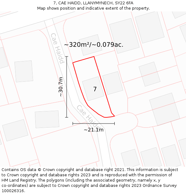7, CAE HAIDD, LLANYMYNECH, SY22 6FA: Plot and title map